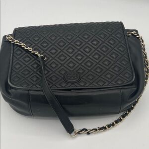 Tory Burch Black Quilted Shoulder Bag with Chain Strap